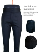 Absolute Black Italian Design Gurkha Style Dress Trousers Side Fastening