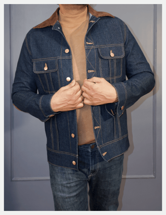 Classic Blue Denim Jacket with Elbow Patch