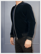 Electric Blue Velvet Bomber Jacket
