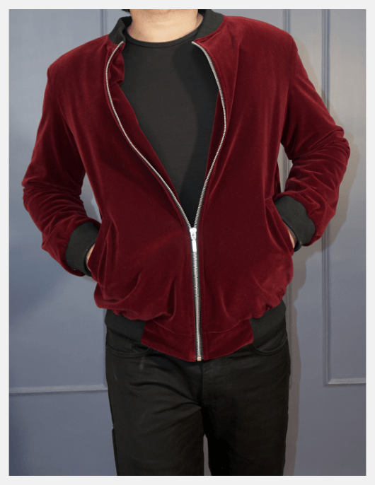 Rich Burgundy  Velvet Bomber Jacket