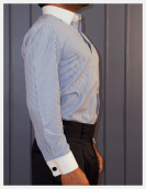 Non Iron Blue and White Banker Stripes Formal Shirt