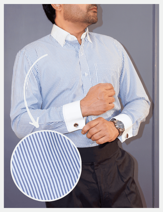 Non Iron Blue and White Banker Stripes Formal Shirt