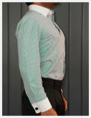 Non Iron Green and White Bankers' Stripes Formal Shirt