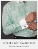 Non Iron Green and White Bankers' Stripes Formal Shirt