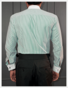 Non Iron Green and White Bankers' Stripes Formal Shirt