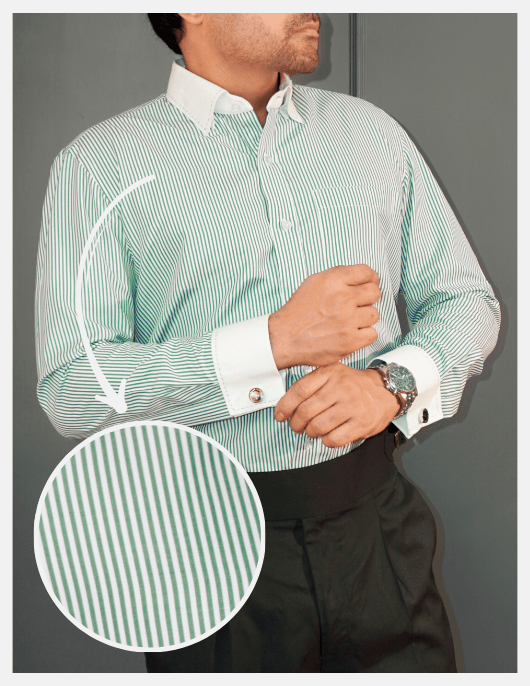 Non Iron Green and White Bankers' Stripes Formal Shirt