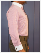 Non Iron Red and White Hairline Stripes Formal Shirts
