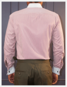 Non Iron Red and White Hairline Stripes Formal Shirts