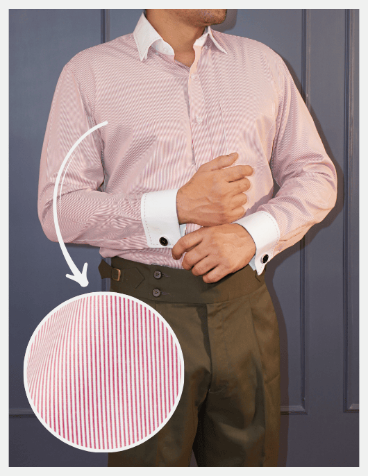 Non Iron Red and White Hairline Stripes Formal Shirts